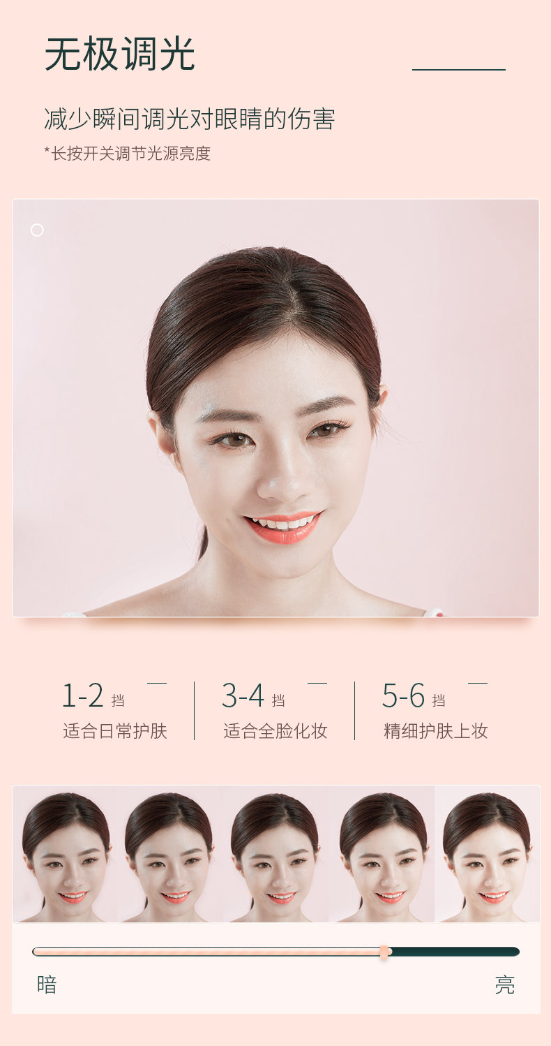 斐色耐搖搖鏡LED化妝鏡帶燈雙面鏡子便攜臺式隨身梳妝補光